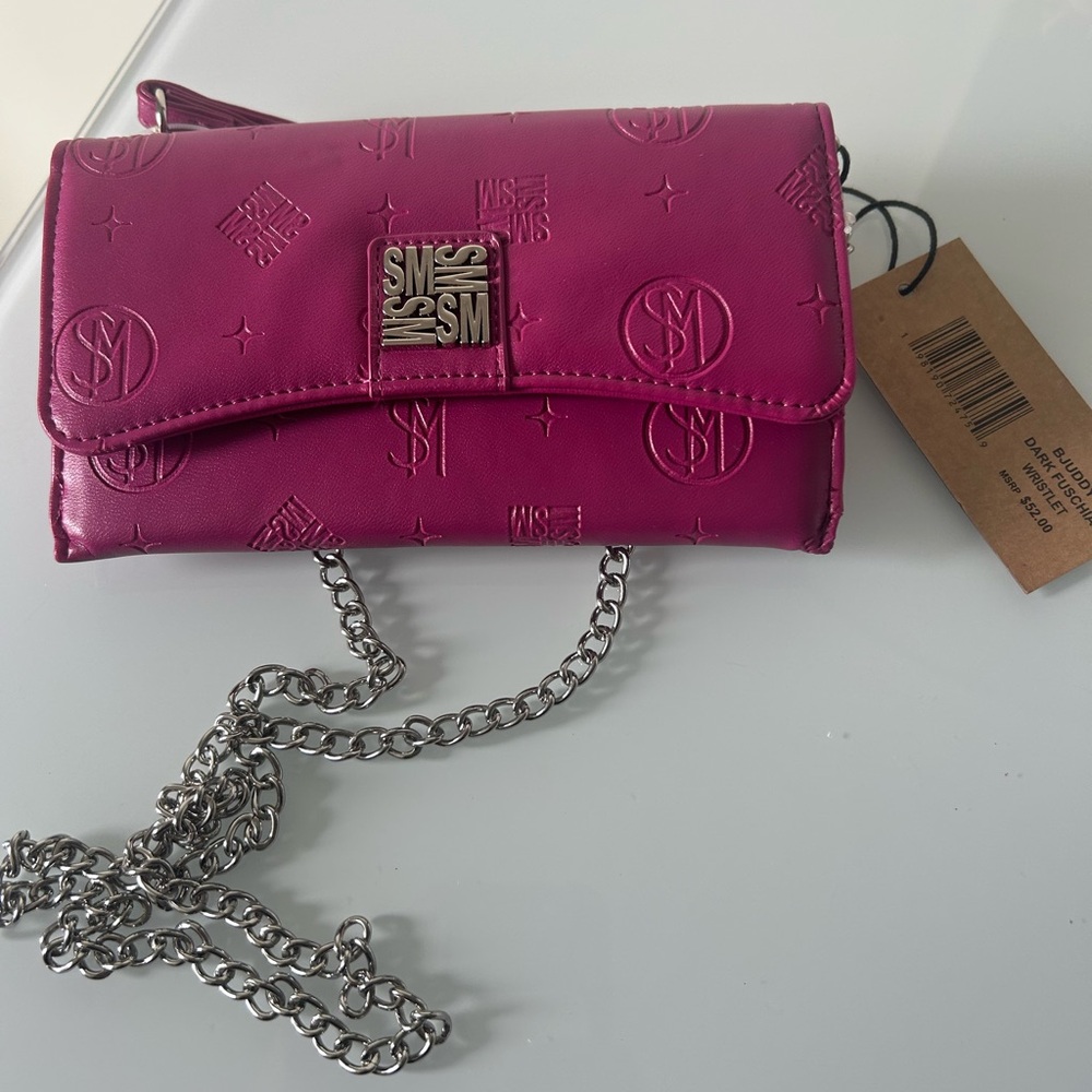Dark Pink Fuchsia Bifold Wallet Crossbody